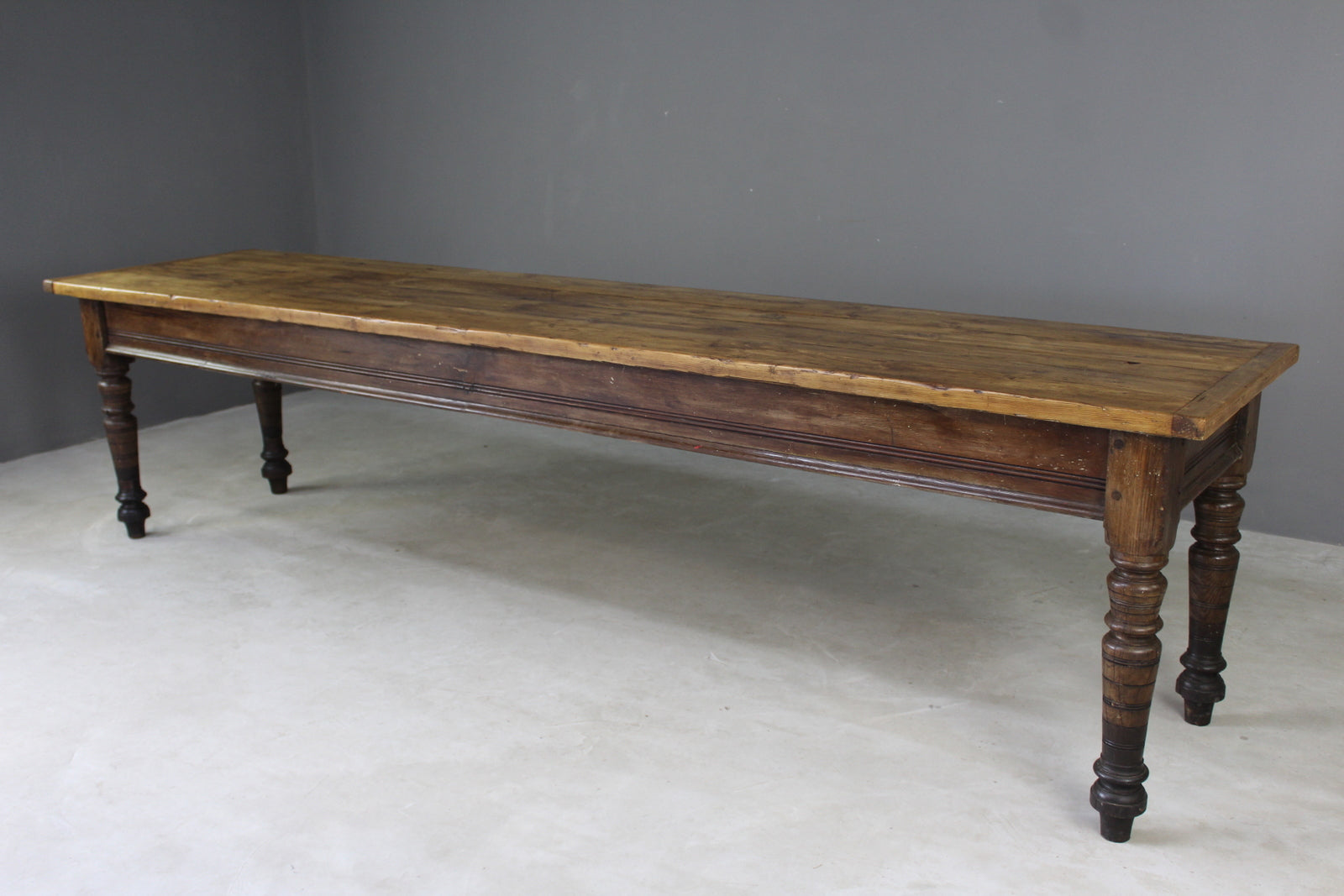 Large 10ft Antique Pine Rustic Kitchen Table Kernow Furniture