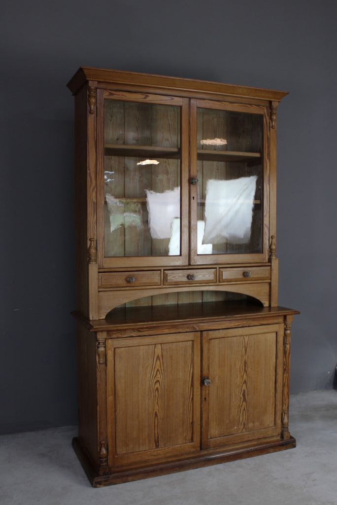 Antique Victorian Pitch Pine Glazed Dresser