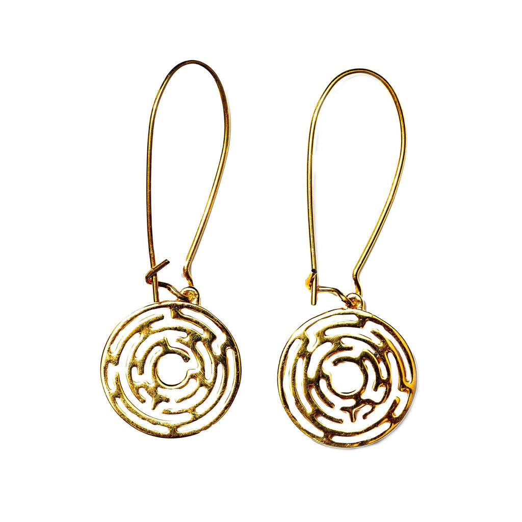 Labyrinth Petite Gold Long Wire Earrings – Janet Mavec