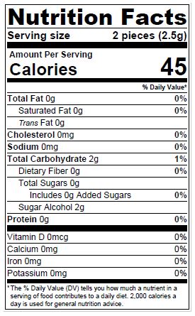 Nutrition Facts - Gum | Dr. John's Healthy Sweets