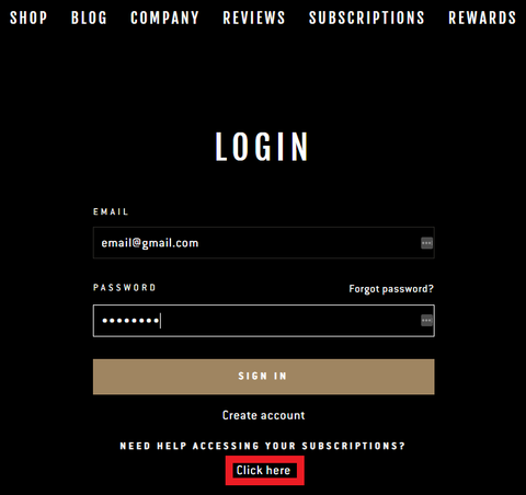 Account Login Page