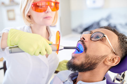 Dentist appreciating the best smelling beard oil for that setting