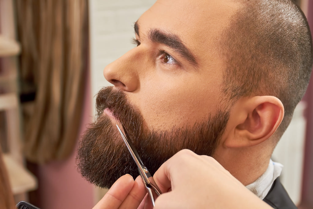 Image showing how to trim a beard with scissors