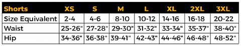 Liberte Lifestyles Shorts Size Chart