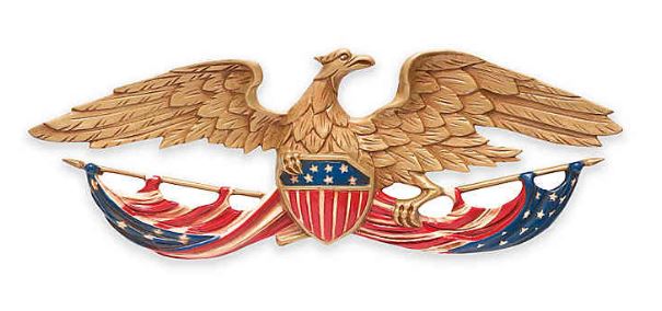 Reproduction Patriotic American Eagle Flag Wall Plaque Gold