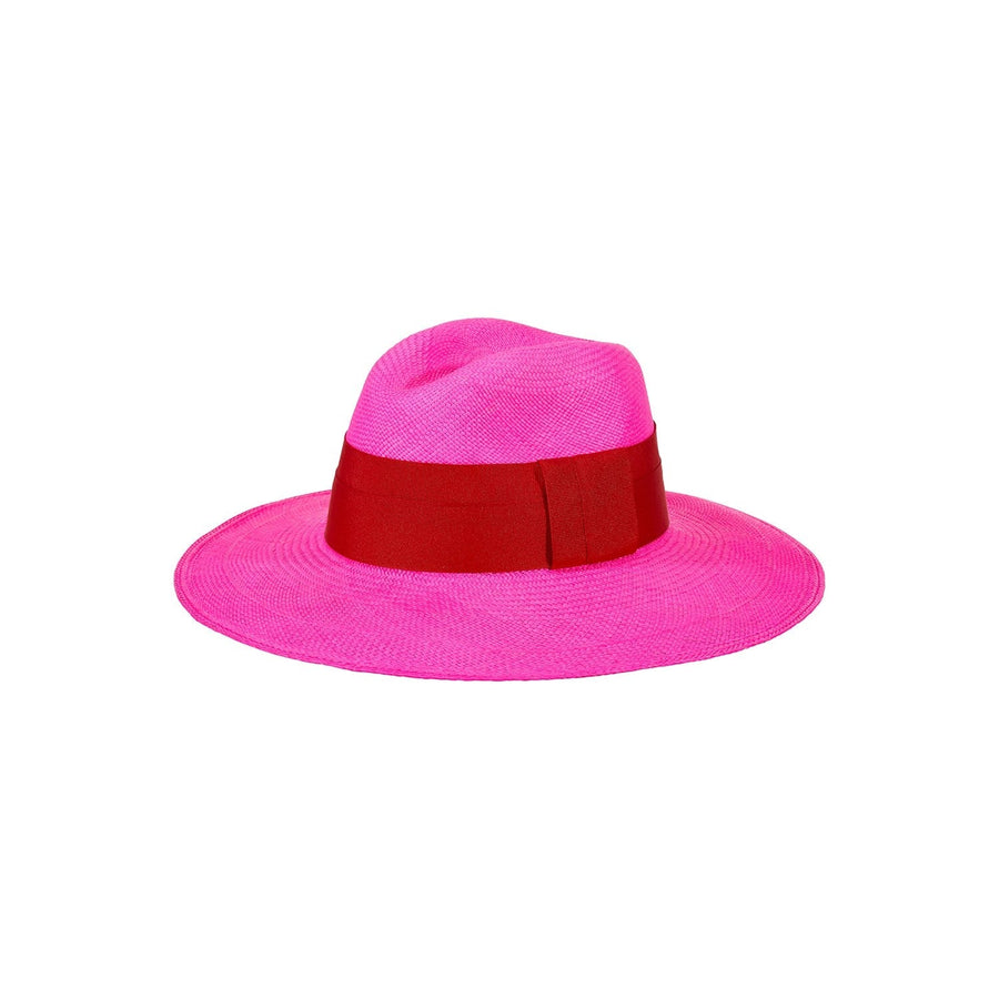 wide brim pink fedora