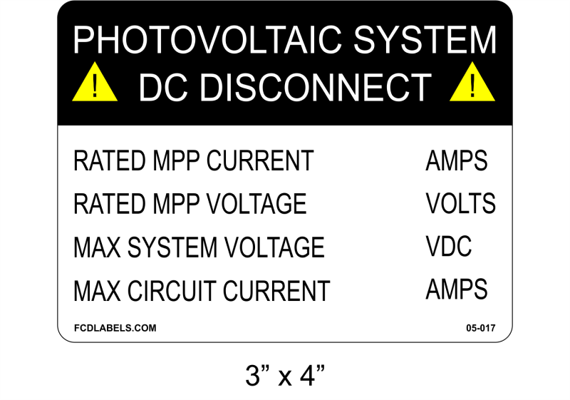 2" x 4" System AC | Solar Spec Stickers – FCDLabels