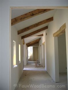 Faux Wood Beam Design Ideas: Slanted Hallway