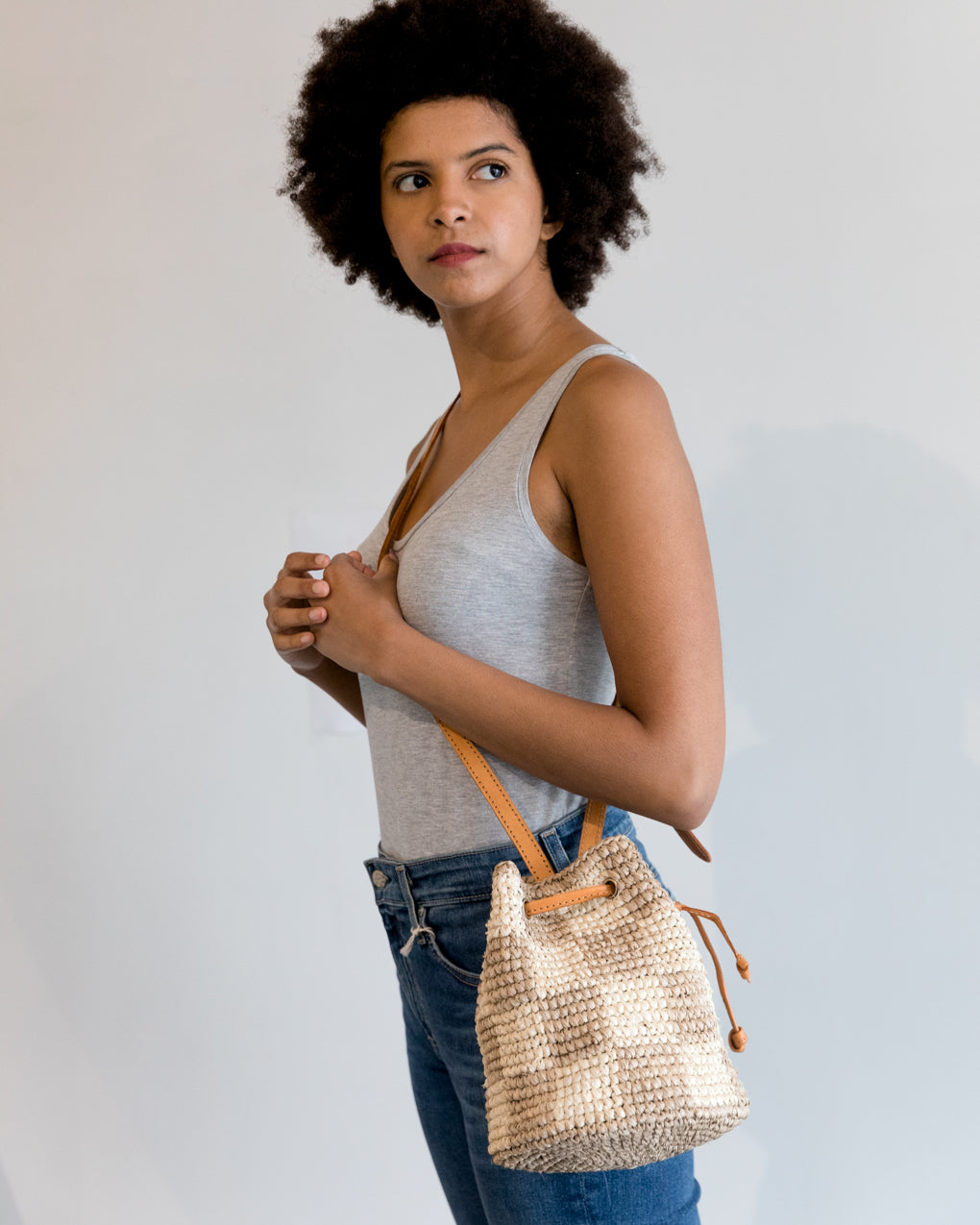 Clare V. Annie Tote Black & Cream Stripe — Aggregate Supply