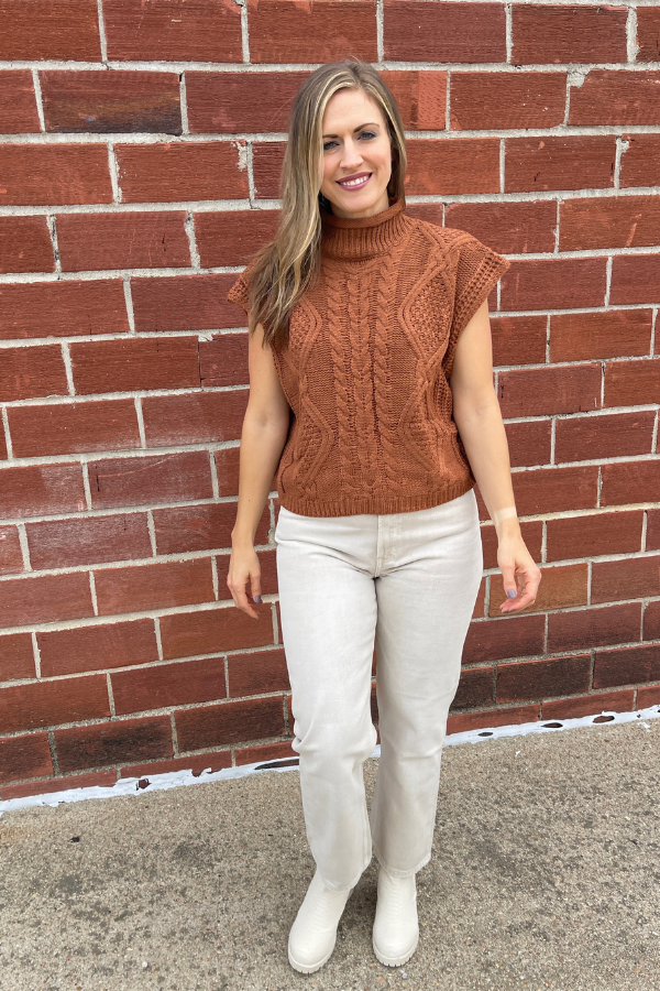 Chic on the Streets Sweater Vest- Caramel