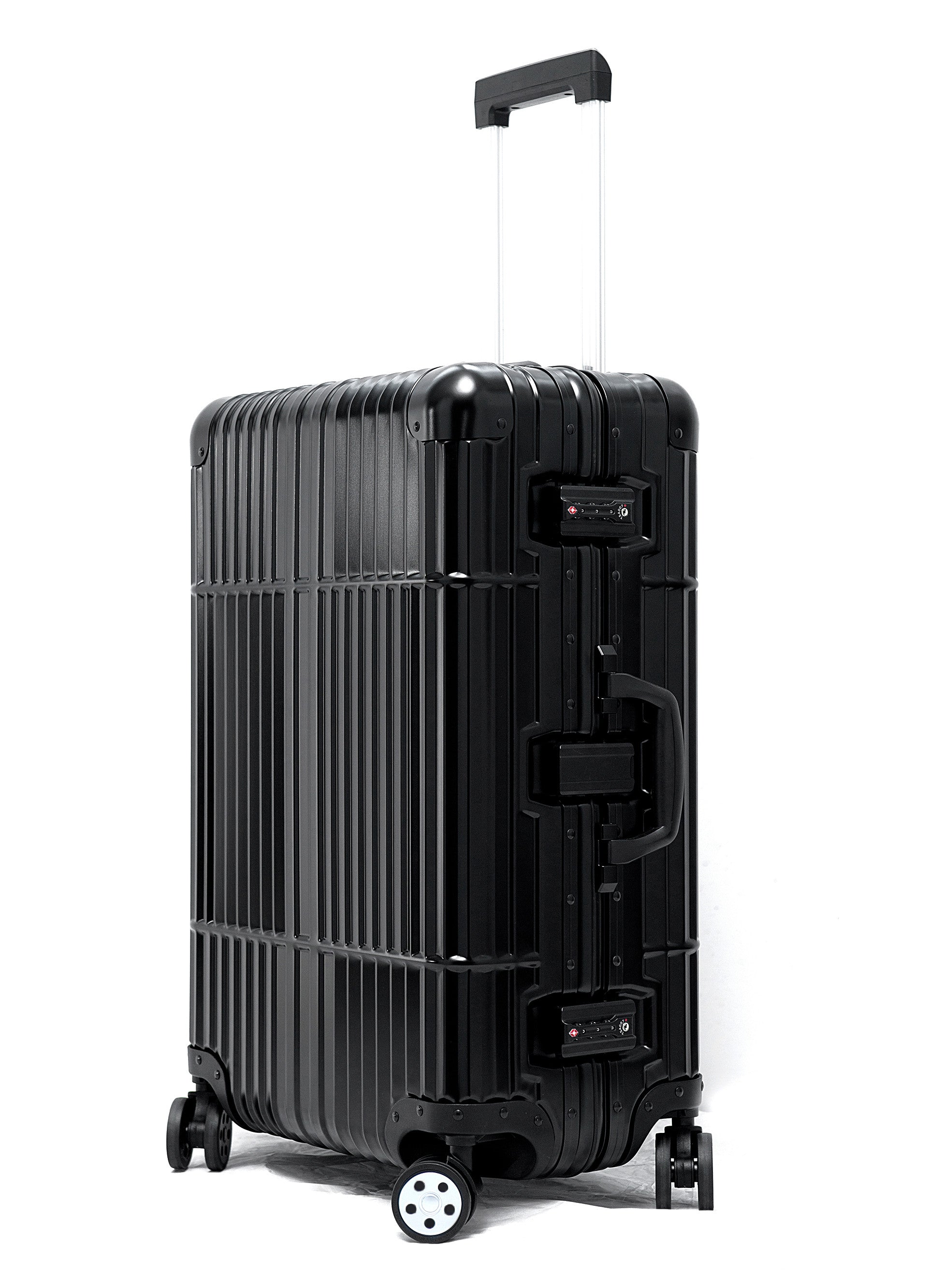 black aluminum luggage