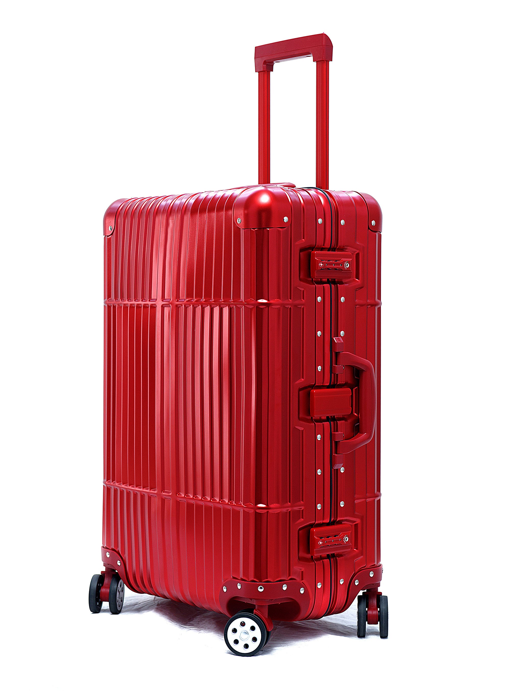 red aluminum luggage