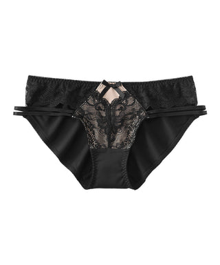 Ultimo Bikini with Lace Trim Panty Pack (Pack of 3) - Blk-Winetstng-Sndl