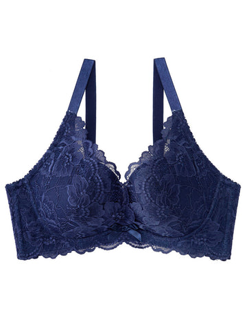Aayomet Bras for Women No Underwire lace tank top underwear thin side fold  side breast gather adjustable bra (Light Blue, L)