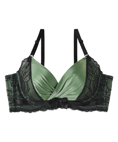 Allegra K Women's Wide Straps High Back Padded Lace Push Up Full Coverage  Bralette Dark Green 38c : Target