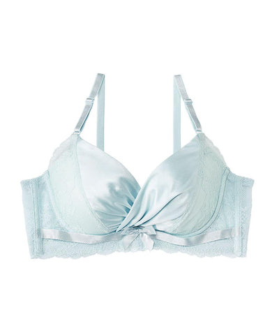 New Look satin push up bra in light blue