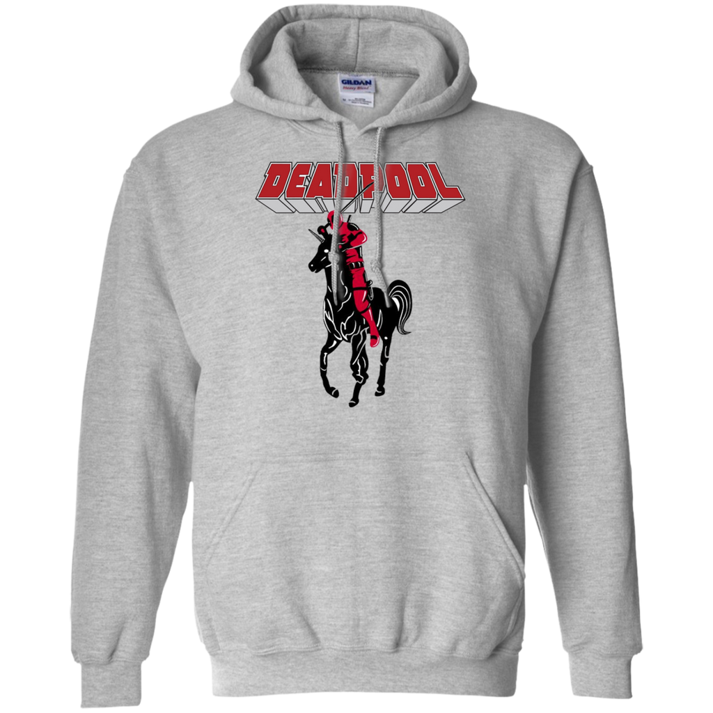 Deadpool-Rides-Unicorn-Graphic-Pullover-Hoodie---Teeever.com-Sport-Grey-S-