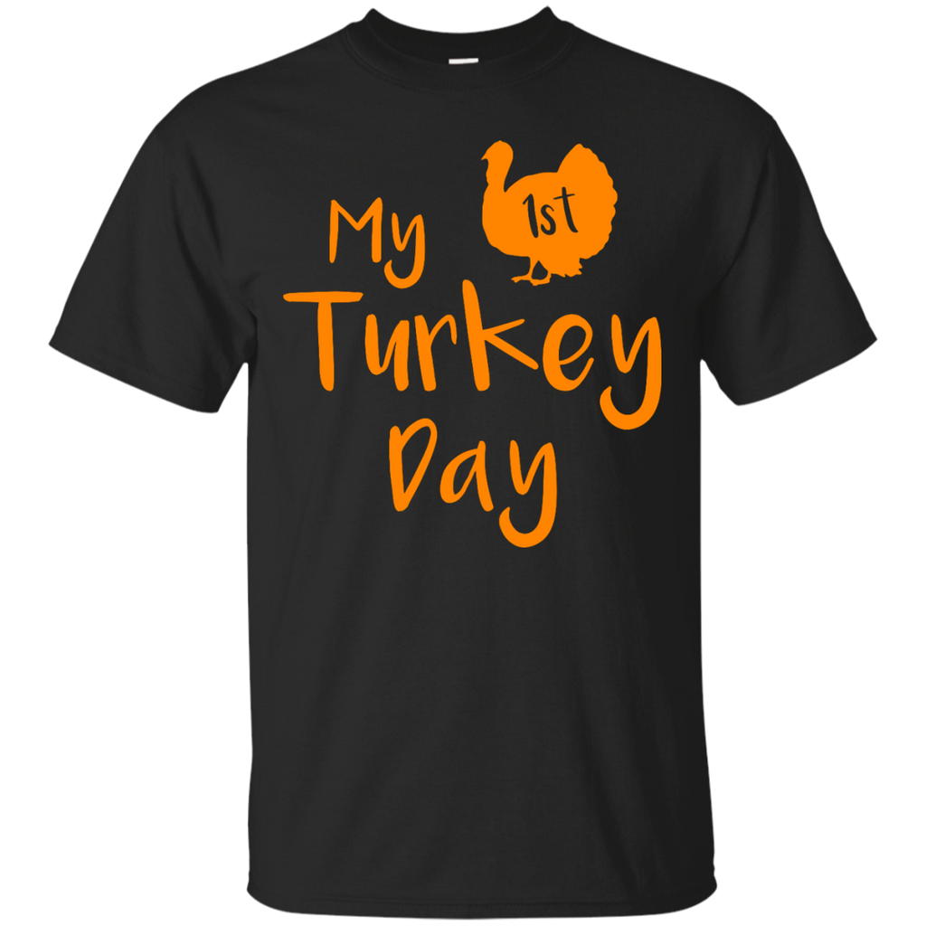 My-First-Turkey-Day-Onesie,-Custom-Thanksgiving-T-Shirt-Black-S-