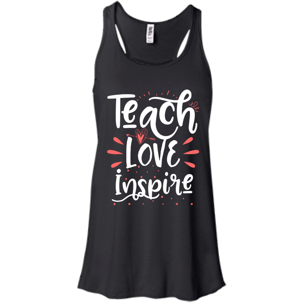Teach-Love-Inspire-Teacher-Teaching-Men/Women-Tank-top-B8800-Bella-+-Canvas-Flowy-Racerback-Tank-Black-X-Small