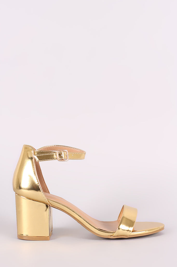metallic gold block heels