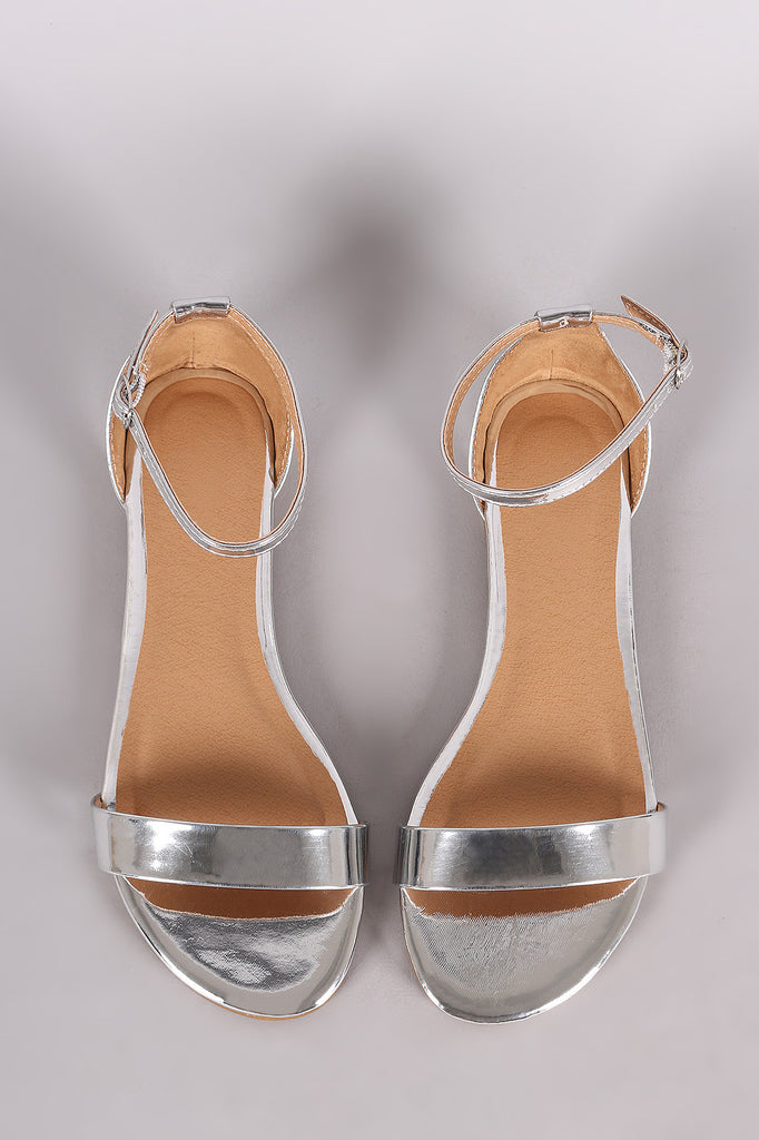 silver open toe flats