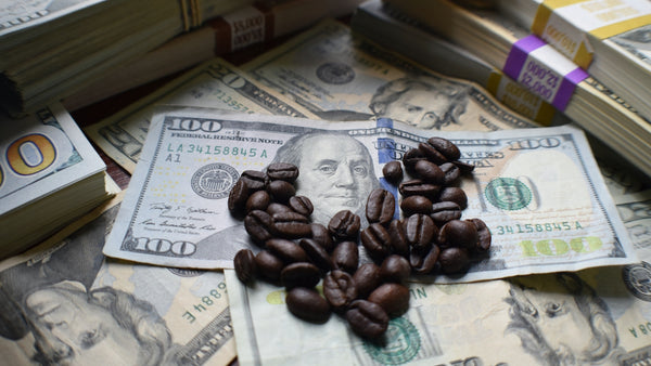 coffee beans and money