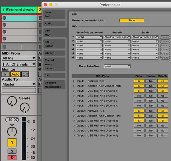 Preferencias Ableton Live