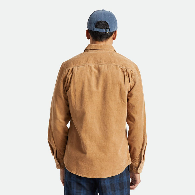 BRIXTON Bowery Corduroy Long Sleeved Flannel Shirt in MOJAVE