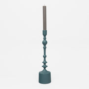 LIGHT & LIVING Sheva Metal Candlestick Holder in MATT PETROL BLUE (42cm)
