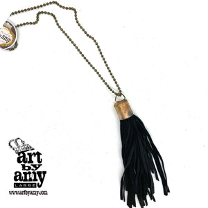 Braided Leather Tassel Necklace - Art by Amy Labbe