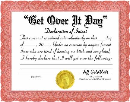 Get Over It Day Pledge/Certificate