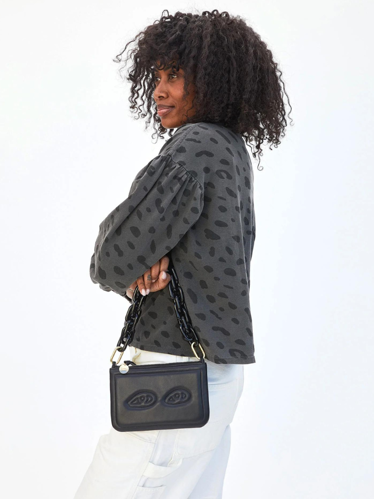 Petit Moyen Messenger Bag - Black Rattan