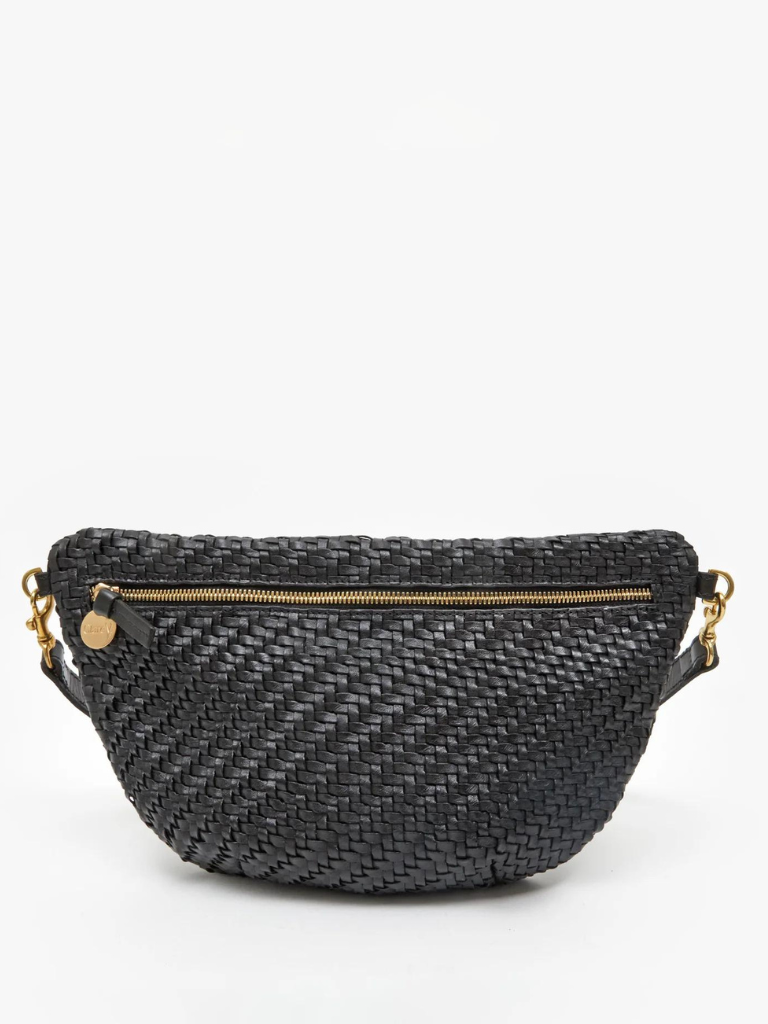 Clare V Foldover Cream Rattan Clutch w/Tabs