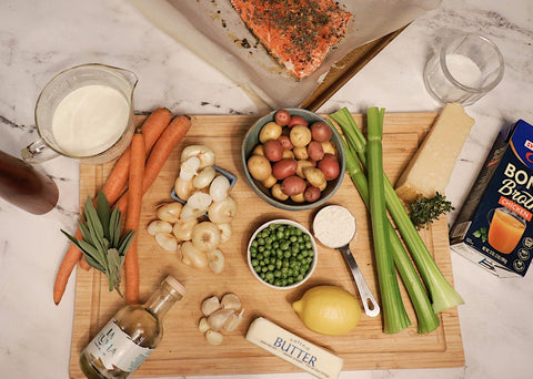 ingredients laid out on cutting board