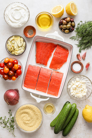 greek salmon bowl, greek salmon recipe, wild caught salmon recipe