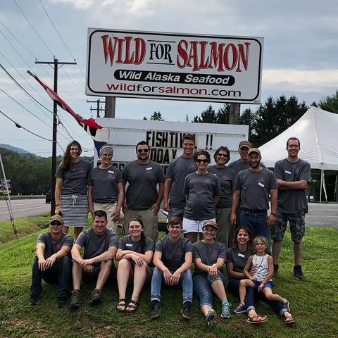 wild for salmon crew in front of store