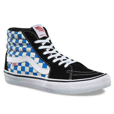 vans sk8 hi blue checkerboard