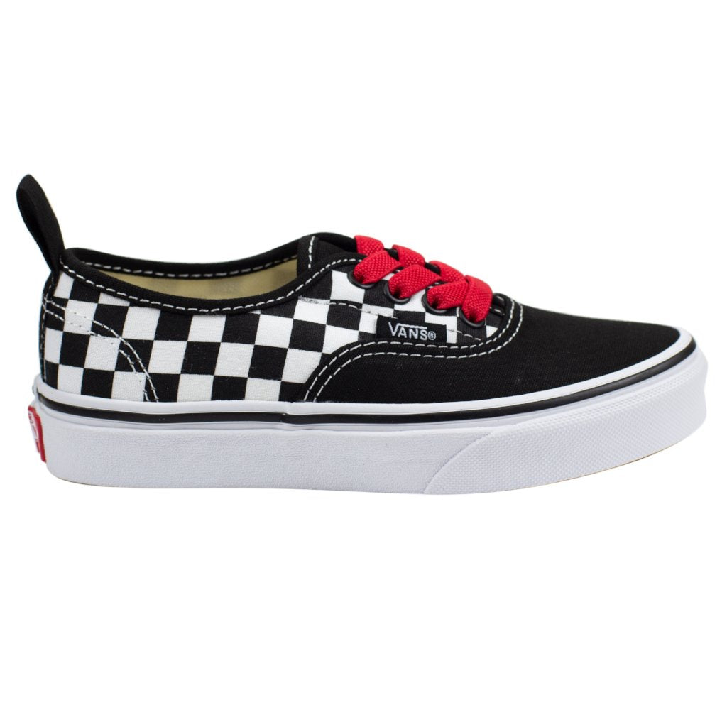 checkered black and red vans