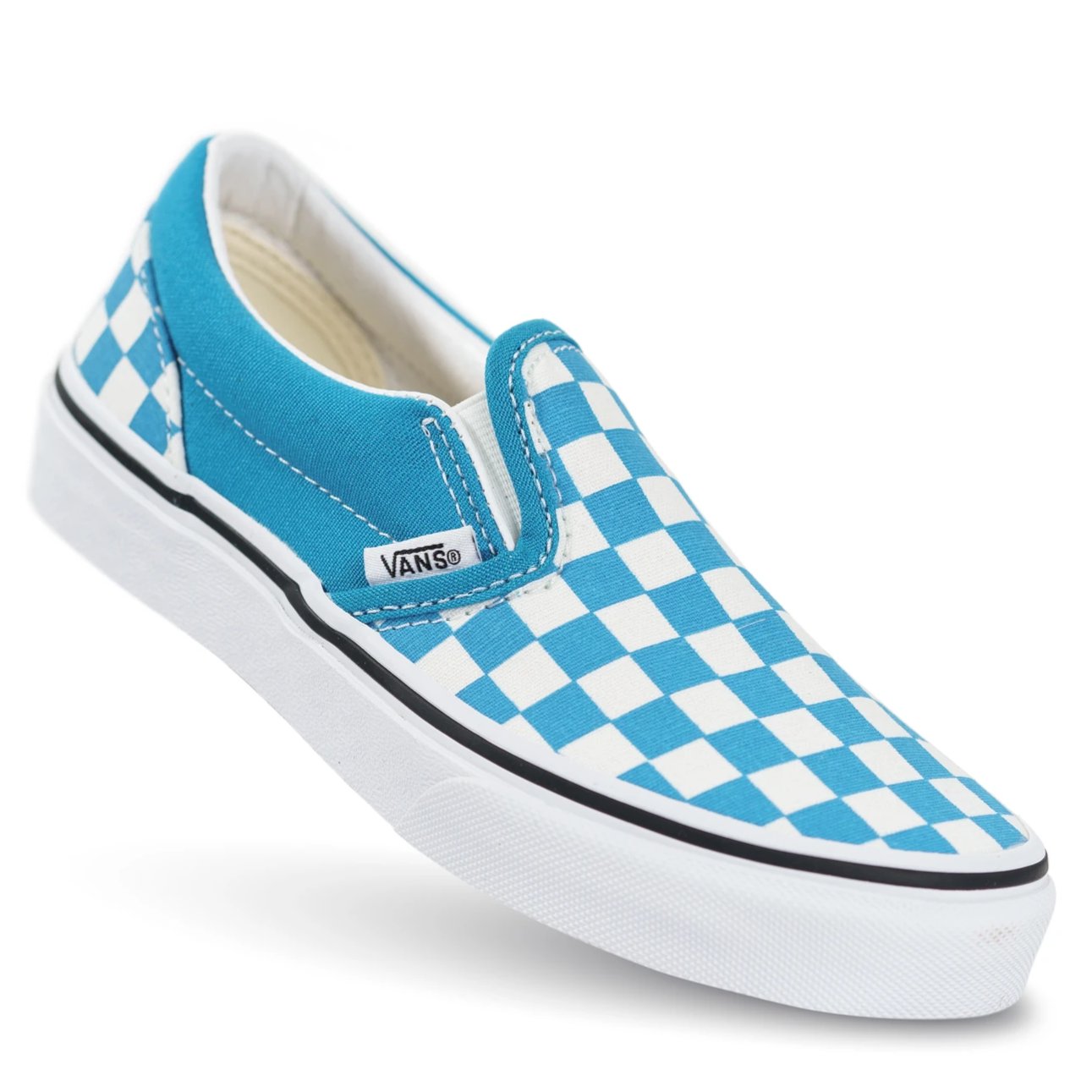 blue slip on vans checkerboard