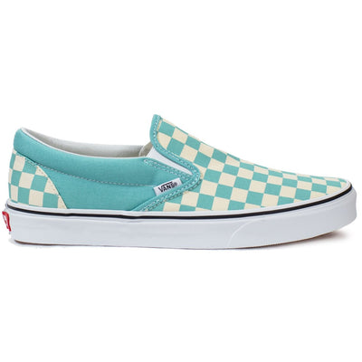 vans checkerboard slip on aqua haze