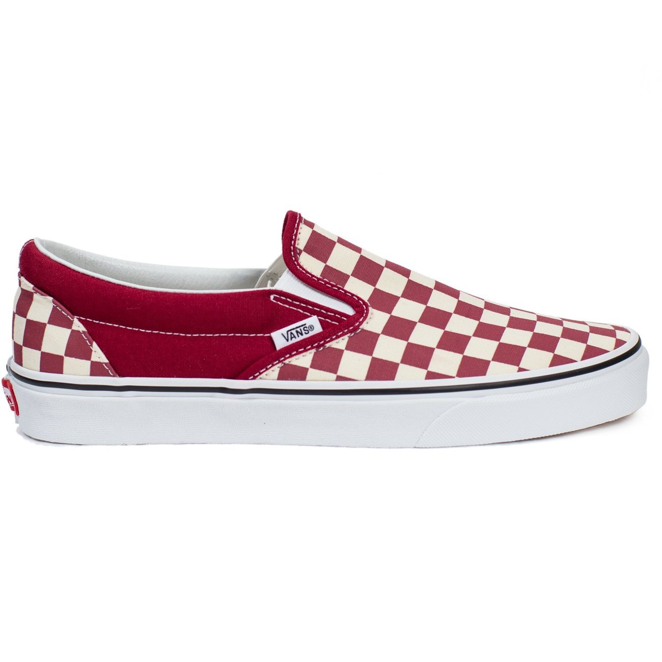 black white and red checkered vans