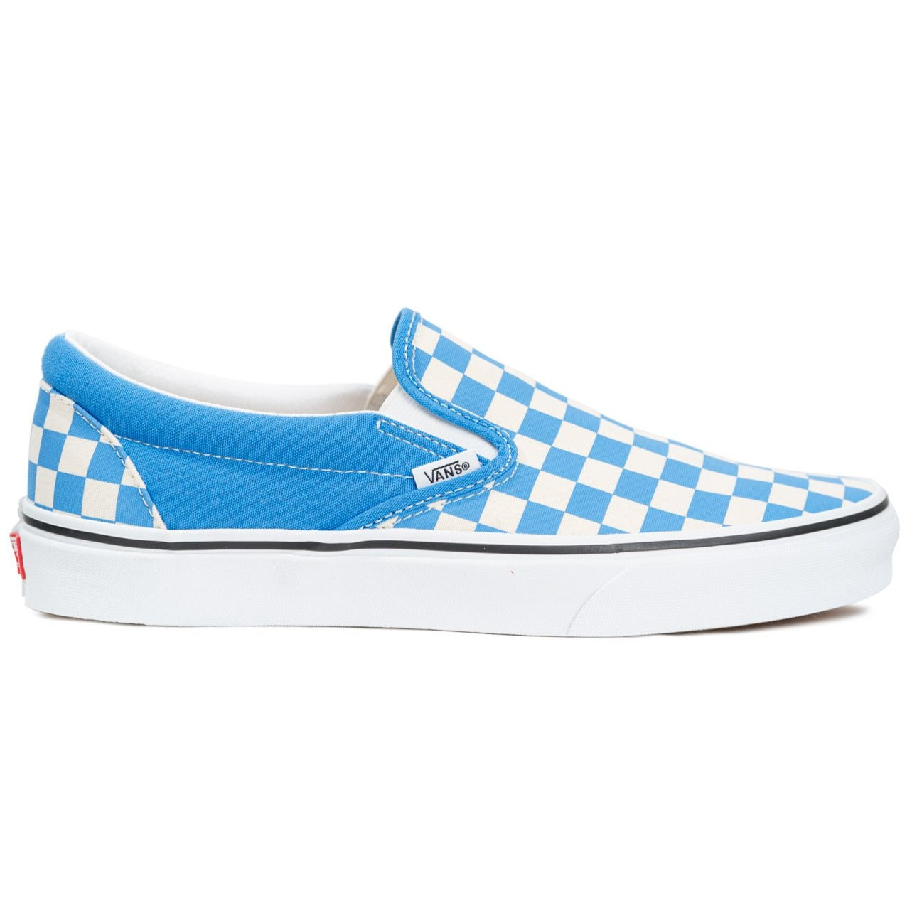 checkerboard vans blue and white
