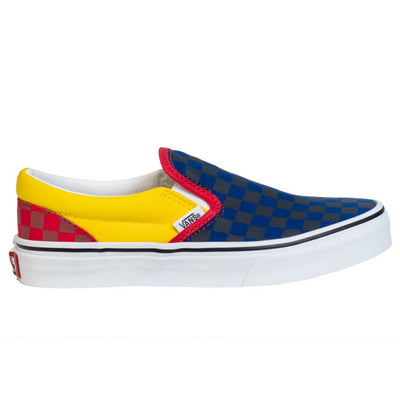 red blue yellow green slip on vans