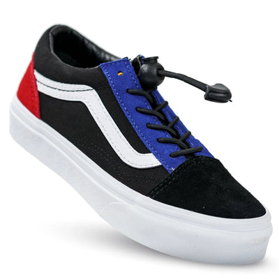 color block old skool vans white and black