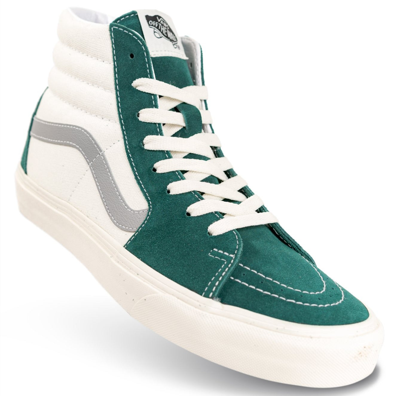 green and white high top vans