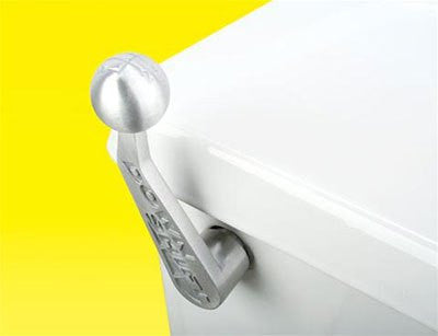 Downshift toilet handle