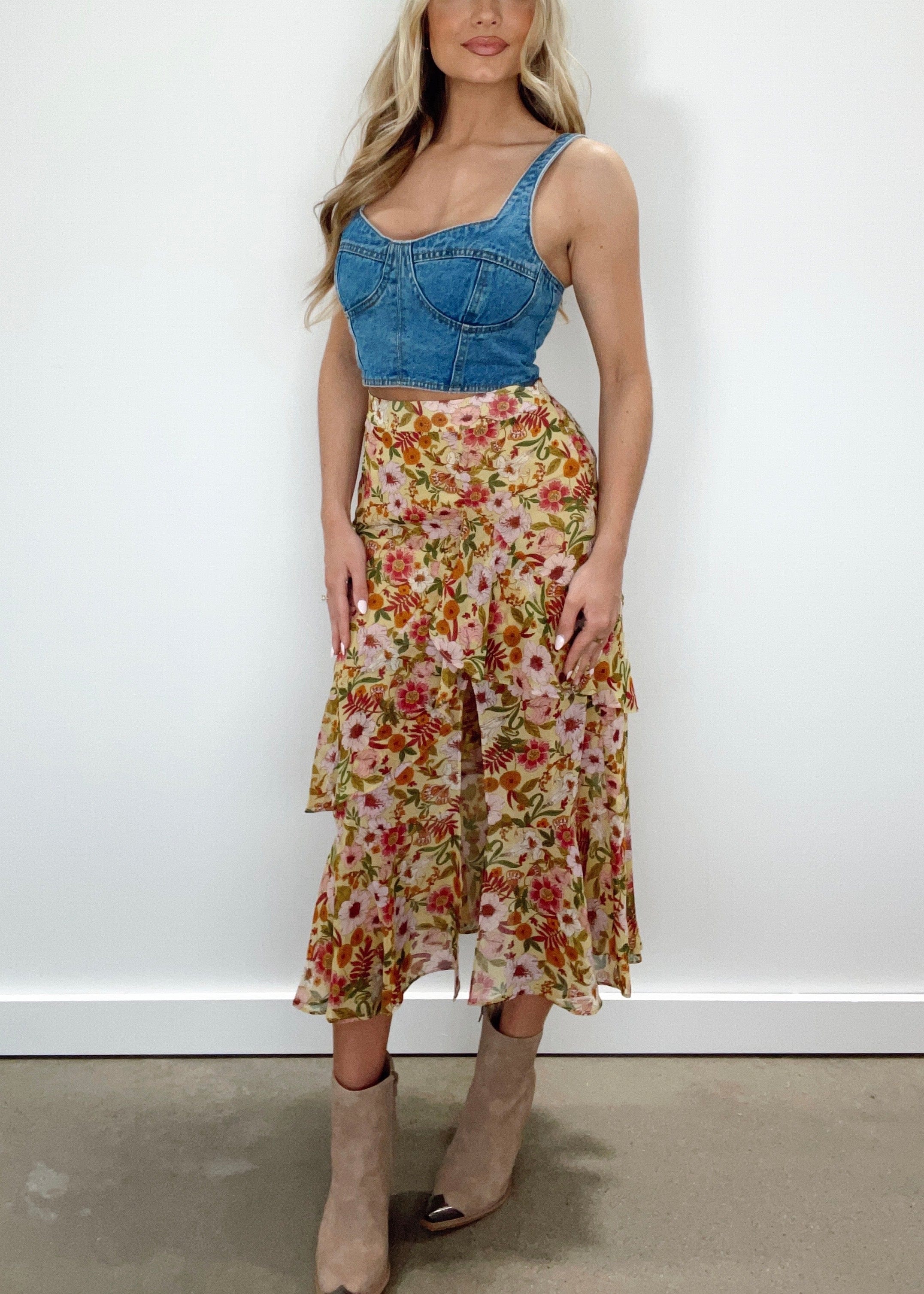 Image of Sunny Meadows Floral Skirt