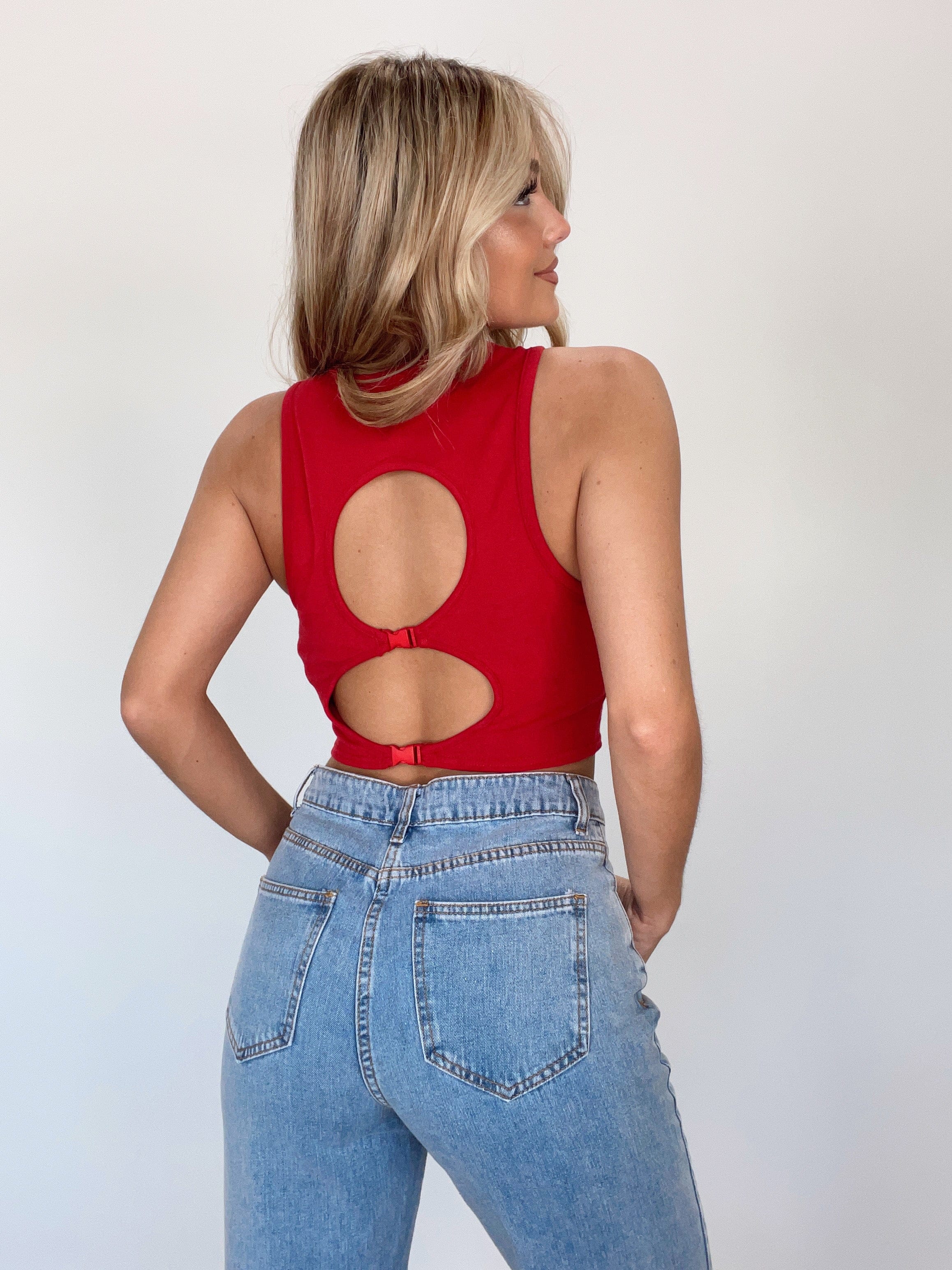 Image of Red Back Buckle Tank