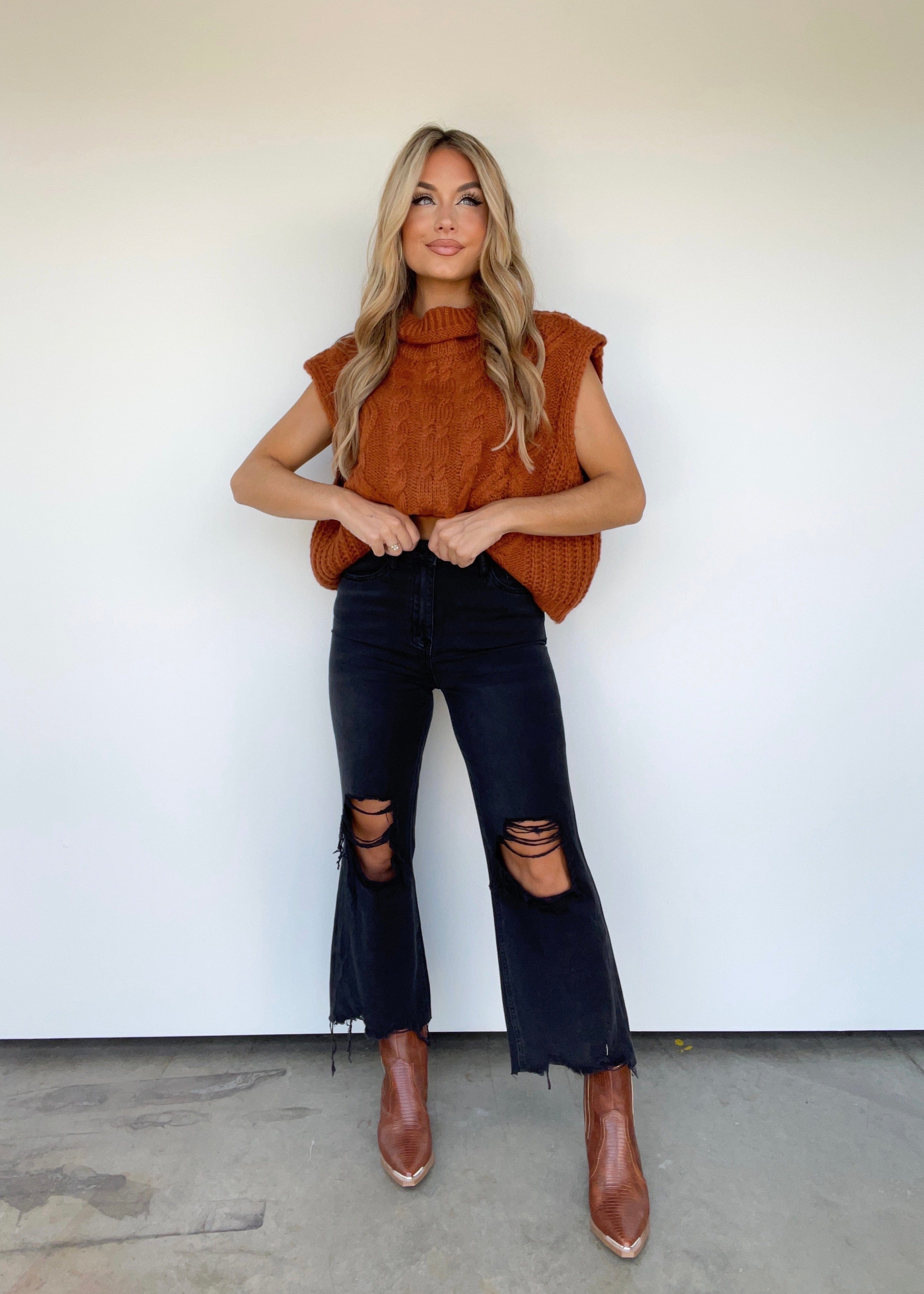 Image of Black Crop Flare Denim