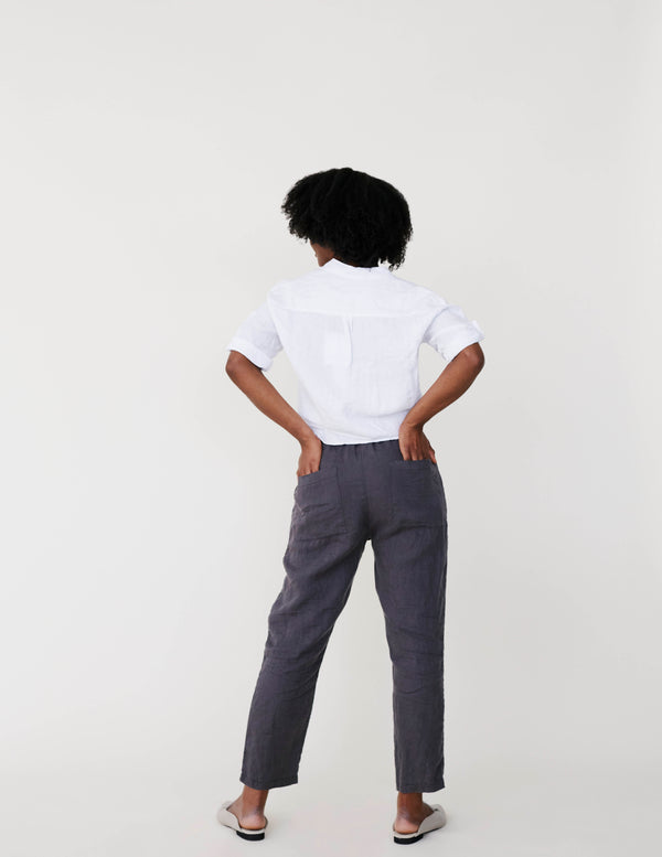 Slouchy Linen Pants |Charcoal